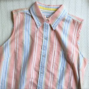 Bass Striped Cotton Button Down Tank